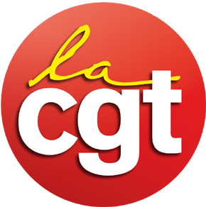 logo blanc du syndicat CGT sur fond rouge